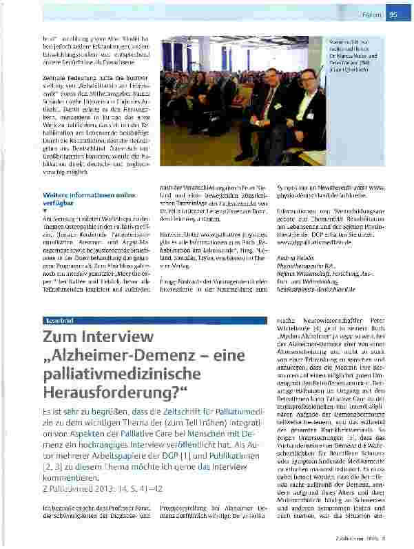 Vorschauseite 2: Physiotherapie in Palliative Care-Symposium erfolgreich