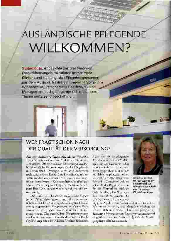 Vorschauseite 1: AUSLÄNDISCHE PFLEGENDE WILLKOMMEN?