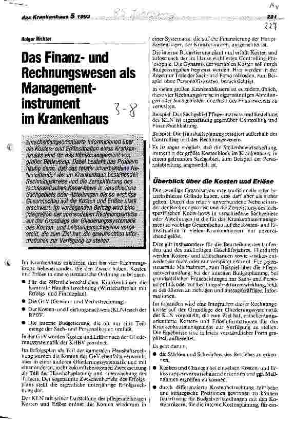 Vorschauseite 1: Das Finanzund Rechnungswesen als Managementinstrument im Krankenhaus
