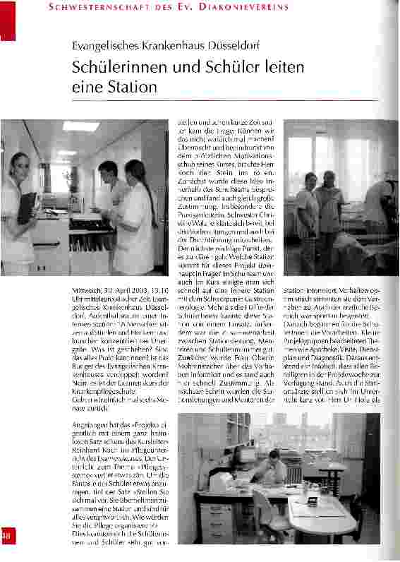 Vorschauseite 1: Schülerinnen und Schüler leiten eine Station Evangelisches Krankenhaus Düsseldorf