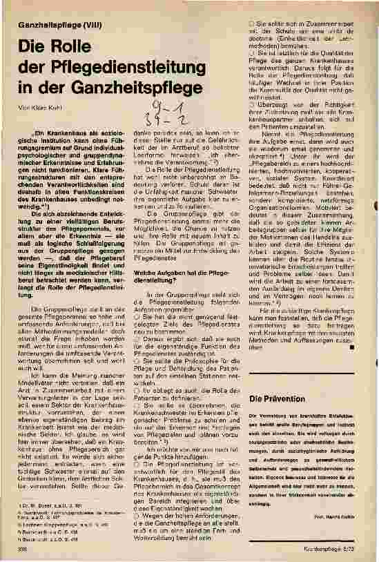 Vorschauseite 1: Die Rolle der Pflegedienstleitung in der Ganzheitspflege