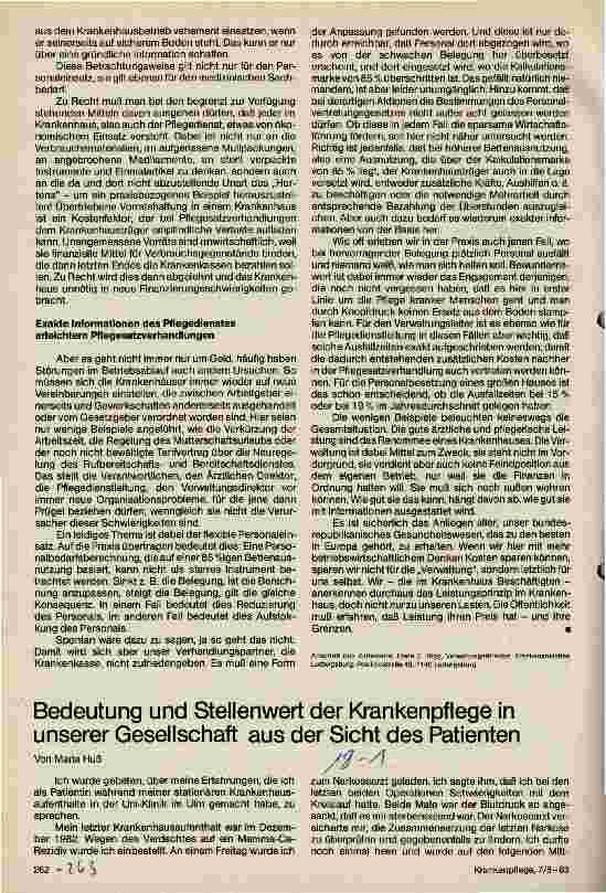 Vorschauseite 1: Bedeutung und Stellenwert der Krankenpflege in unserer Gesellschaft aus der Sicht des Patienten
