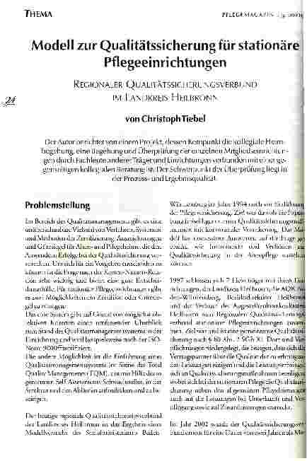 Vorschauseite 1: Modell zur Qualitätssicherung für stationäre Pflegeeinrichtungen Regionaler Qualitätssicherungsverbund im Landkreis Heilbronn