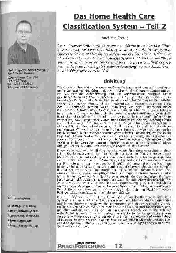 Vorschauseite 1: Das Home Health Care Classification System - Teil 2