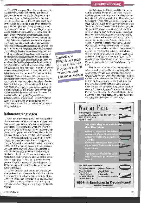 Vorschauseite 3: Qualitätssicherung in der Pflege Eine Chance zur Standortbestimmung und zum Leistungsnachweis für die Pflege