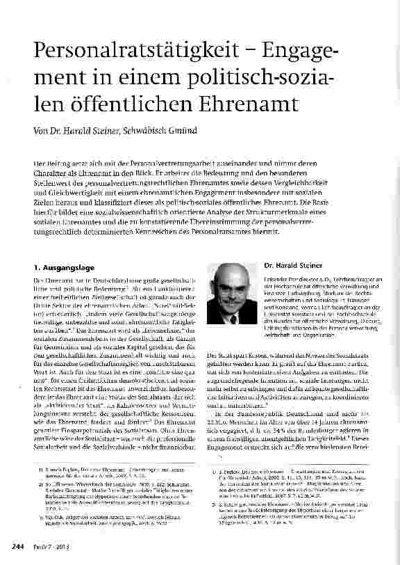 Vorschauseite 1: Personalratstätigkeit - Engagement in einem politisch-sozialen öffentlichen Ehrenamt
