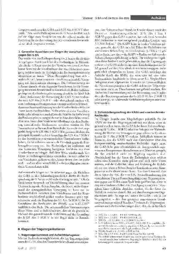 Vorschauseite 3: Der Gemeinsame Bundesausschuss (G-BA) aus der Sicht der Rechtsprechung des Bundessozialgerichts