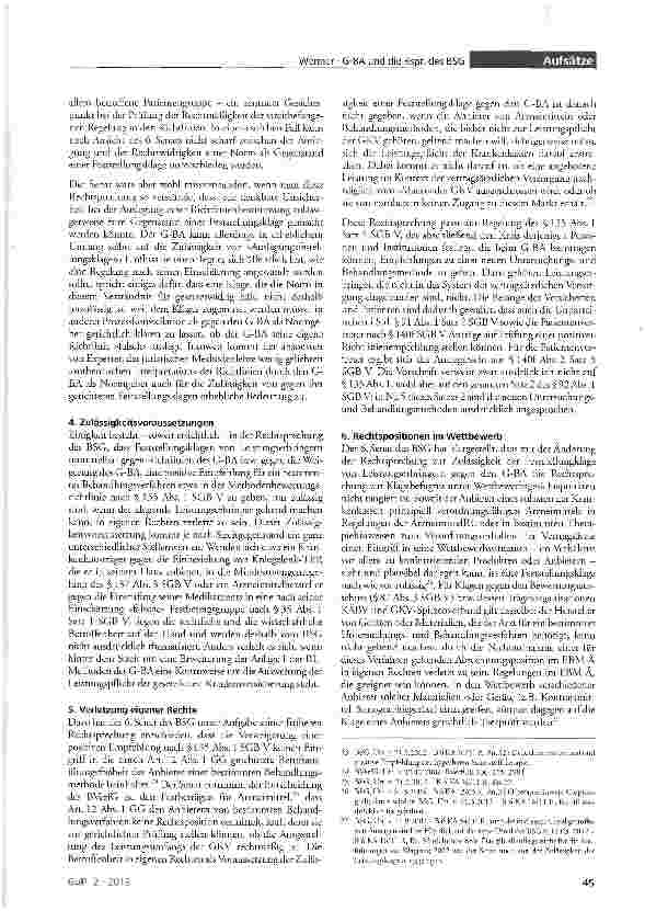 Vorschauseite 5: Der Gemeinsame Bundesausschuss (G-BA) aus der Sicht der Rechtsprechung des Bundessozialgerichts