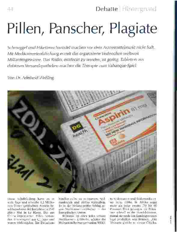 Vorschauseite 1: Pillen, Panscher, Plagiate