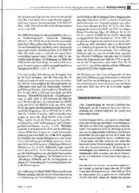 Vorschauseite 6: Zum Anspruch auf Erhöhung der Verletztenrente nach einer Minderung der Erwerbsfähigkeit - Arbeitsunfall SGBVII§ 56Abs. 1 Satz 3undAbs. 2Satz 2undSatz 3,§62Abs. 1 Satz lundAbs. 2Sa…