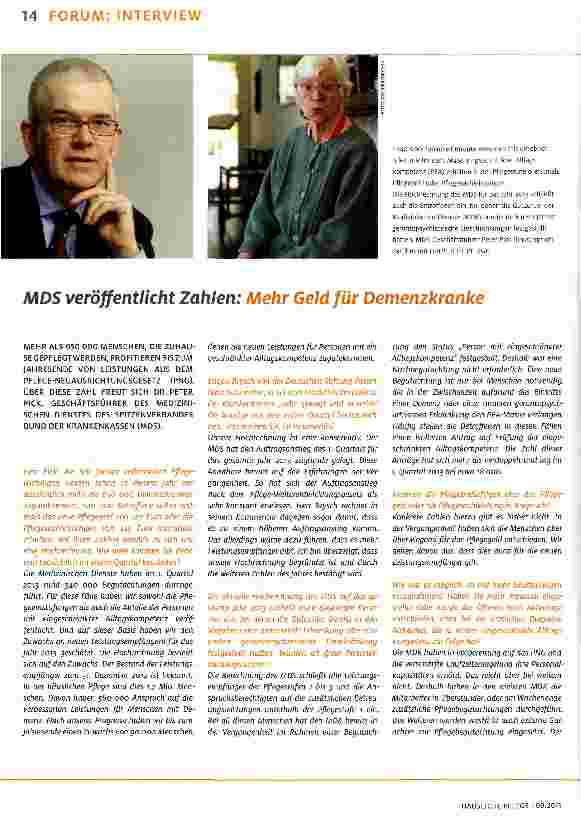 Vorschauseite 1: MDS veröffentlicht Zahlen: Mehr Geld für Demenzkranke