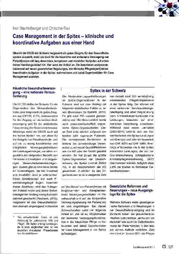 Vorschauseite 1: Case Management in der Spitex - klinische und koordinative Aufgaben aus einer Hand