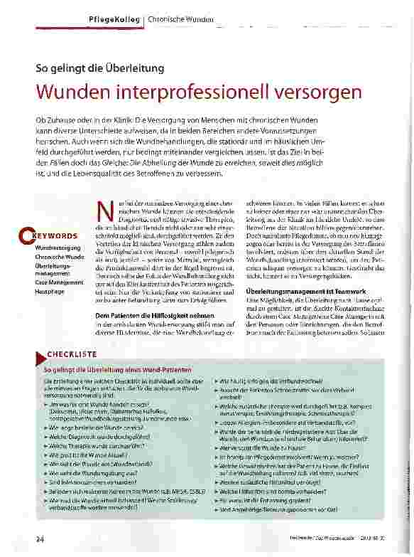 Vorschauseite 1: Wunden interprofessionell versorgen