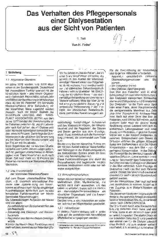 Vorschauseite 1: Das Verhalten des Pflegepersonals einer Dialysestation aus der Sicht von Patienten
