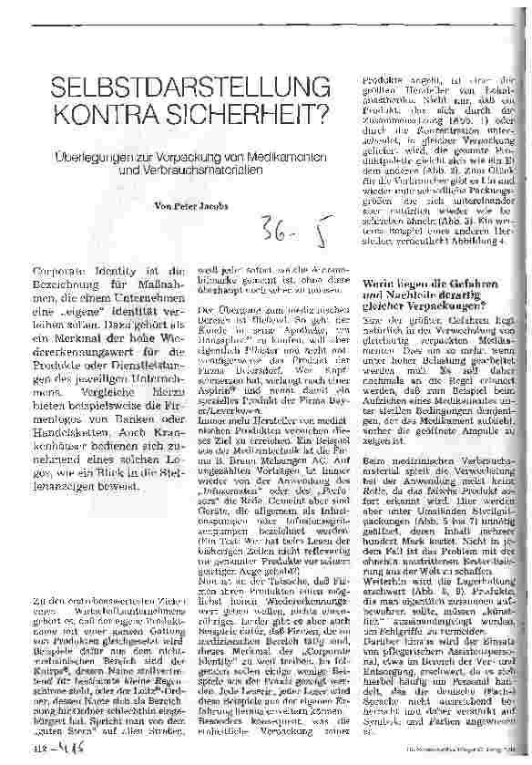 Vorschauseite 1: Selbstdarstellung kontra Sicherheit? Überlegungen zur Verpackung von Medikamenten und Verbrauchsmaterialien
