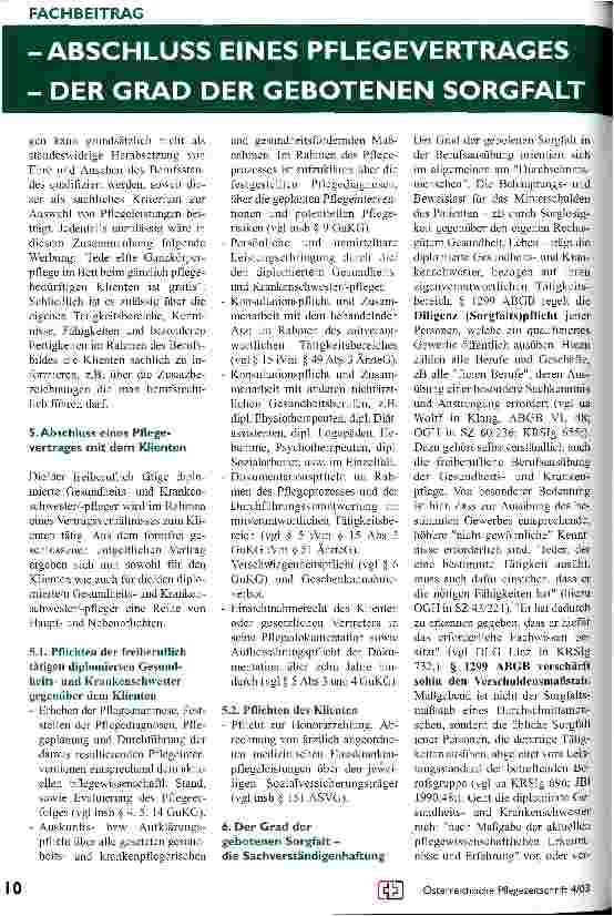 Vorschauseite 3: Die freiberufliche Berufsausübung der gehobenen Dienste für Gesundheitsund Krankenpflege aus berufsund haftungsrechtlicher Sicht