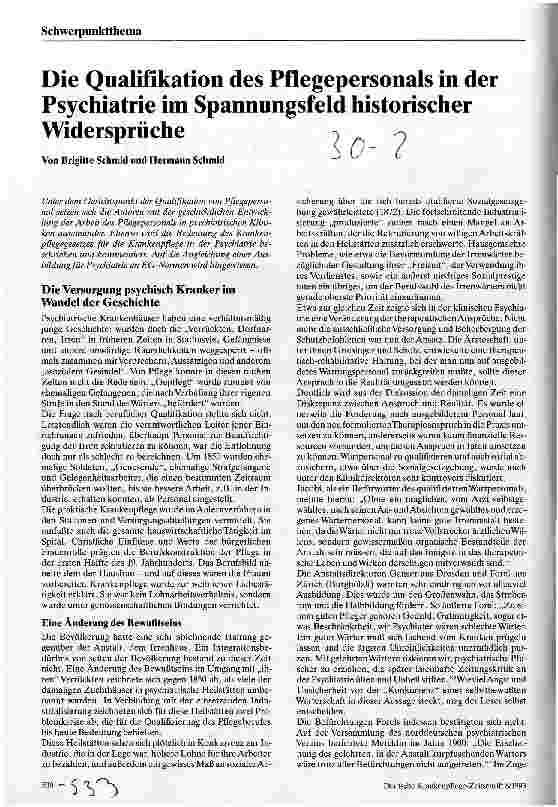Vorschauseite 1: Die Qualifikation des Pflegepersonals in der Psychiatrie im Spannungsfeld historischer Widersprüche