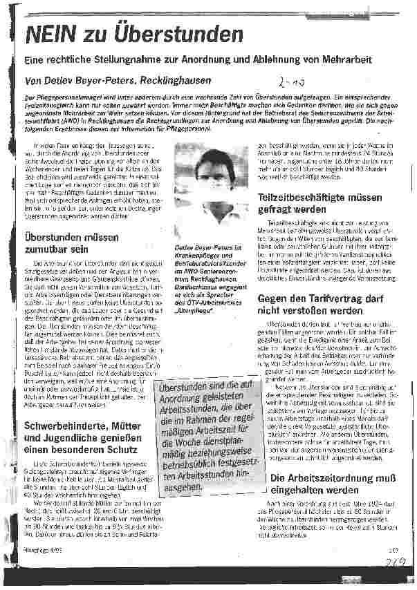 Vorschauseite 1: Nein zu Überstunden Eine rechtliche Stellungnahme zur Anordnung und Ablehnung von Mehrarb.