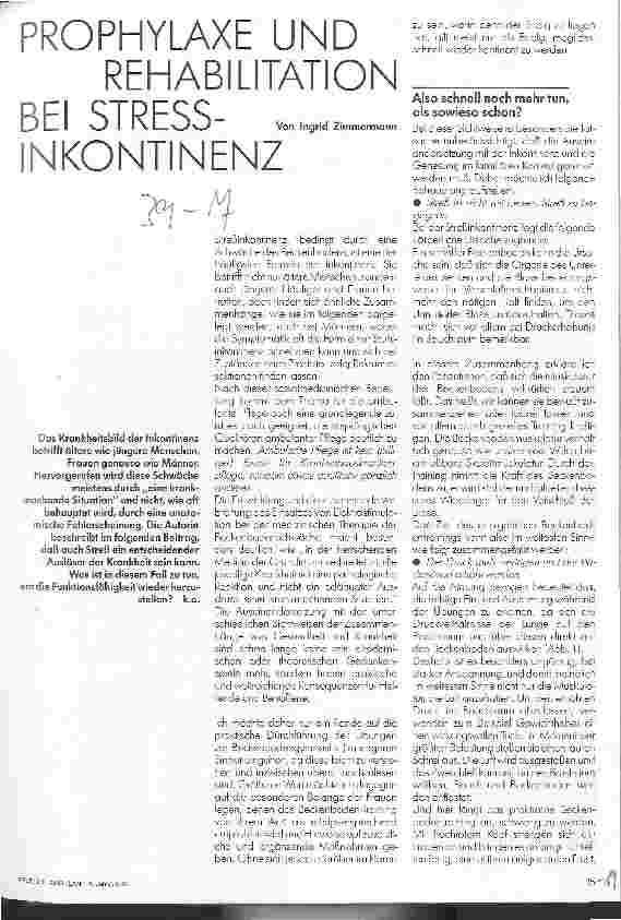 Vorschauseite 1: Prophylaxe und Rehabilitation bei Steßinkontinenz