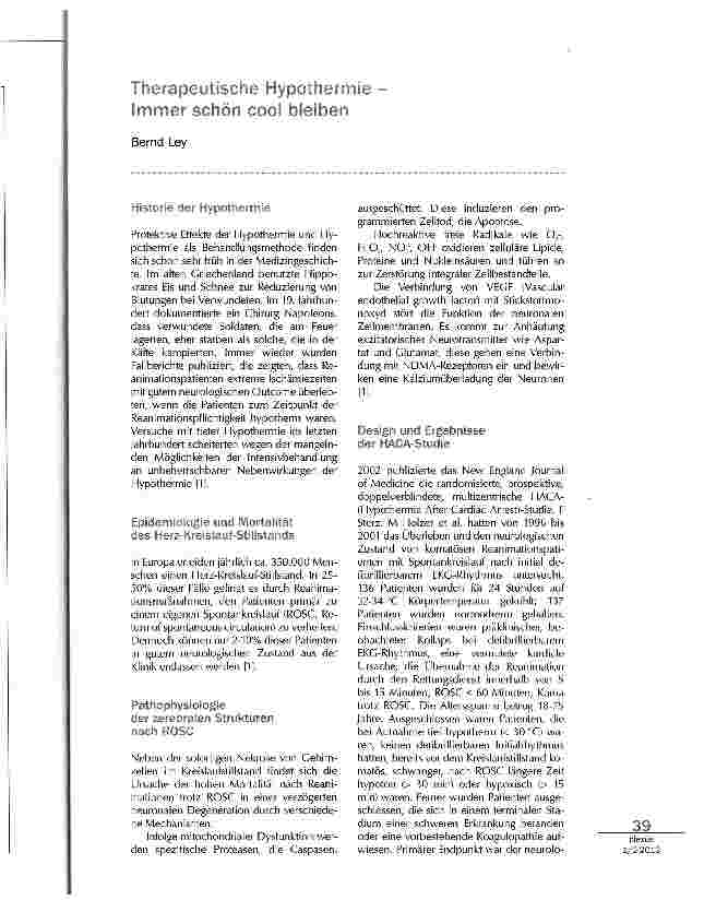 Vorschauseite 1: Therapeutische Hypothermie - Immer schön cool bleiben