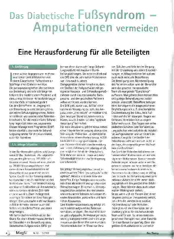 Vorschauseite 1: Das Diabetische Fußsyndrom -Amputationen vermeiden