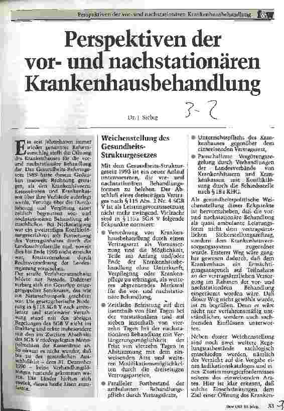Vorschauseite 1: Perspektiven der vorund nachstationären Krankenhausbehandlung