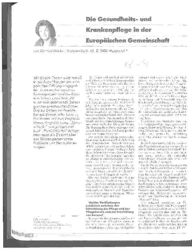 Vorschauseite 1: Die Gesundheitsund Krankenpflege in der Europäischen Gemeinschaft