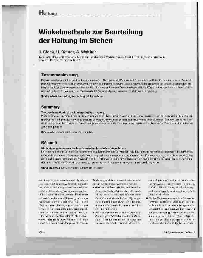 Vorschauseite 1: Winkelmethode zur Beurteilung der Haltung im Stehen