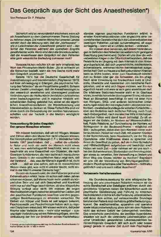 Vorschauseite 1: Das Gespräch aus Sicht des Anästhesisten