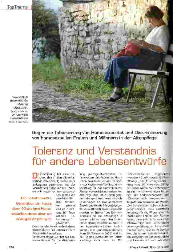 Vorschauseite 1: Toleranz und Verständnis für andere Lebensentwürfe
