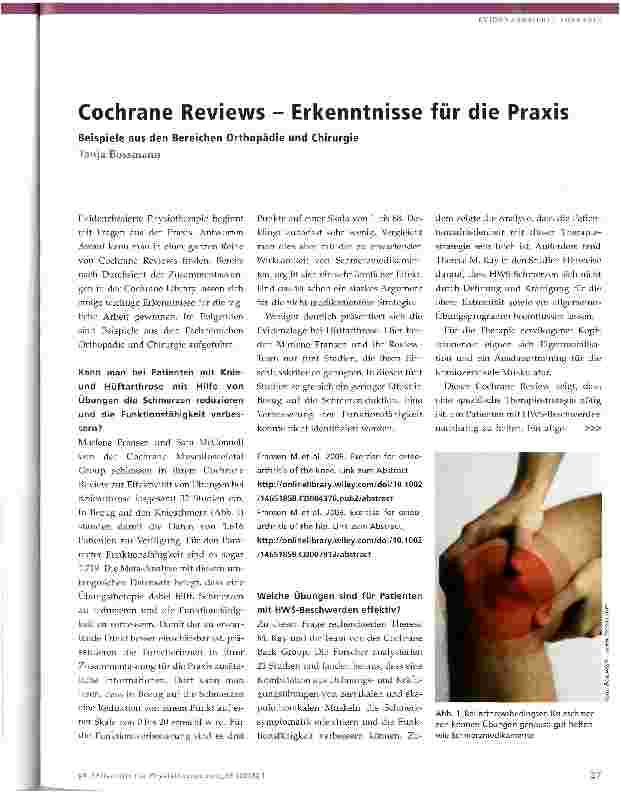 Vorschauseite 1: Cochrane Reviews - Erkenntnisse für die Praxis