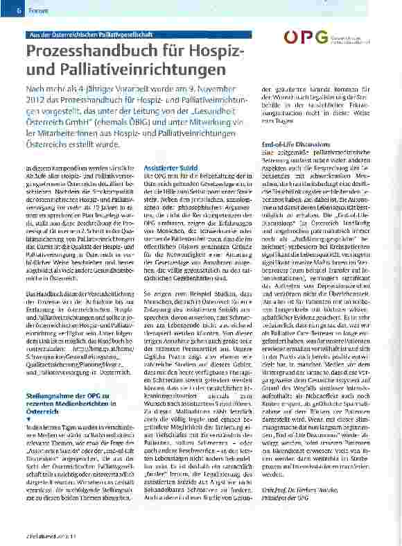 Vorschauseite 1: Prozesshandbuch für Hospiz-und Palliativeinrichtungen