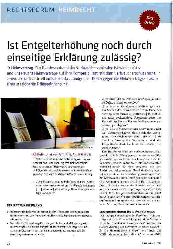 Vorschauseite 1: Ist Entgelterhöhung noch durch einseitige Erklärung zulässig?