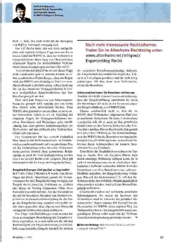 Vorschauseite 2: Ist Entgelterhöhung noch durch einseitige Erklärung zulässig?