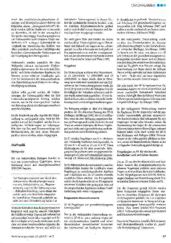 Vorschauseite 2: Gesundheitsbezogene Lebensqualität schwerverletzter Unfallopfer: Eine Längsschnittstudie mit dem SF-36