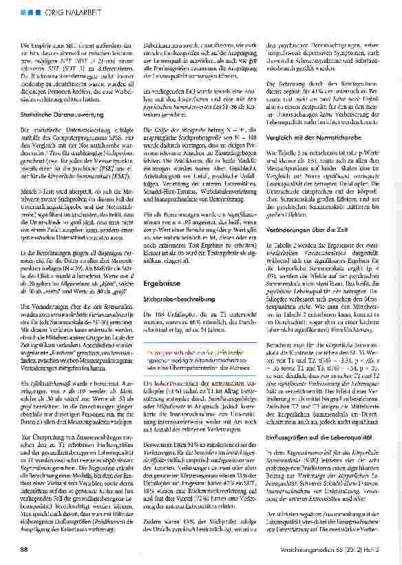 Vorschauseite 3: Gesundheitsbezogene Lebensqualität schwerverletzter Unfallopfer: Eine Längsschnittstudie mit dem SF-36