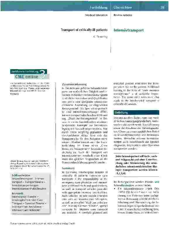 Vorschauseite 1: Intensivtransport