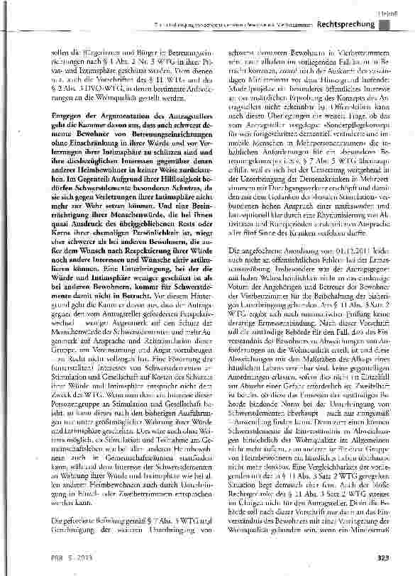Vorschauseite 4: Zur Unterbringung von schwerst dementen Bewohnern in Vierbettzimmern