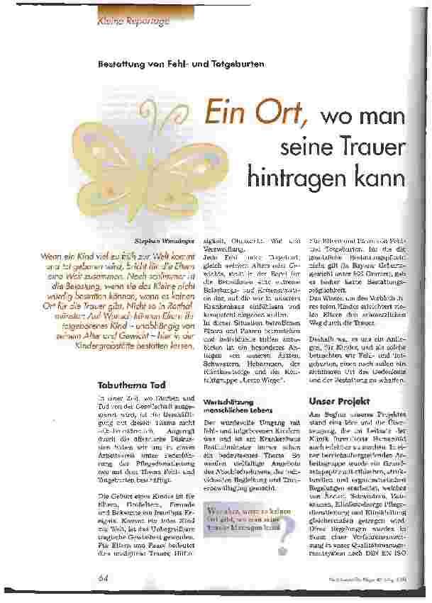 Vorschauseite 1: Ein Ort, wo man seine Trauer hintragen kann