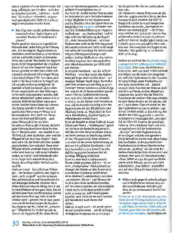 Vorschauseite 2: Widerstände in der Umsetzung Krankenhaushygienischer Maßnahmen aus der Sicht des Arztes, Organisationspsychologen und Psychotherapeuten