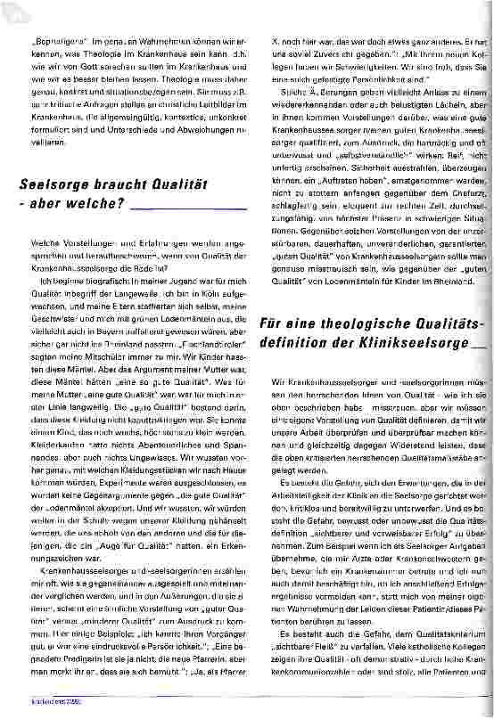 Vorschauseite 2: Qualifizierte Krankenhausseelsorge Theologische Orientierungen der Krankenhausseelsorge