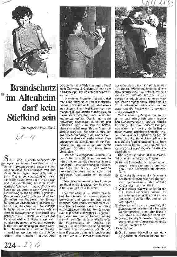Vorschauseite 1: Brandschutz im Altenheim darf kein Stiefkind sein