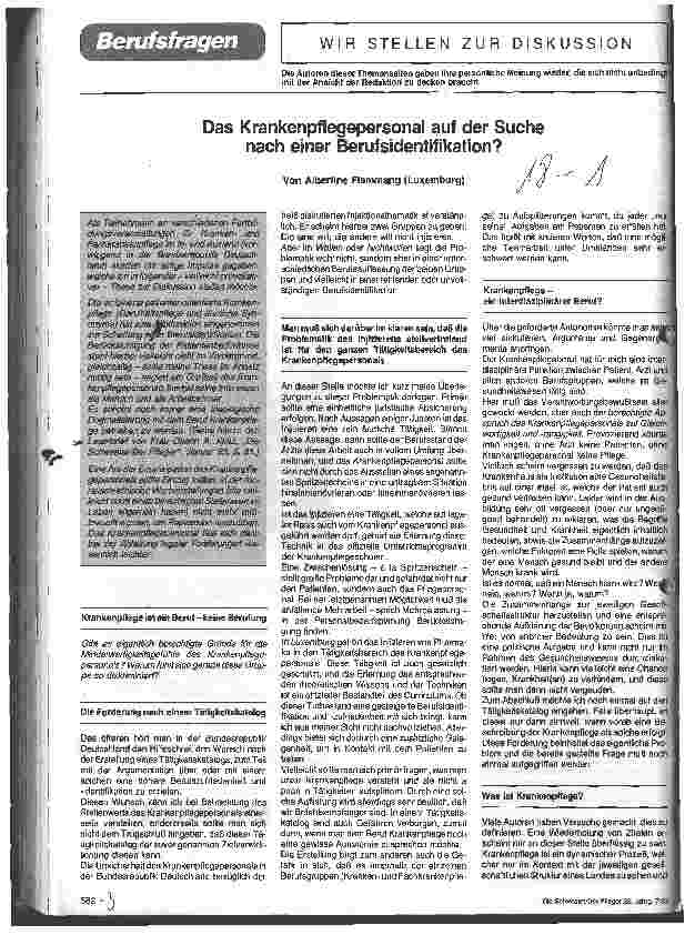Vorschauseite 1: Das Krankenpflegepersonal auf der Suche nach einer Berufsidentifikation?