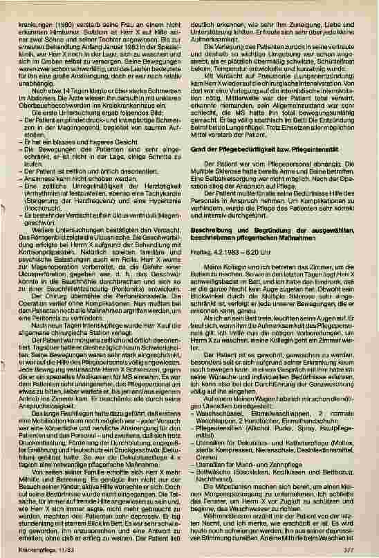Vorschauseite 2: Pflegebericht am Ende des 1.Ausbildungsjahres