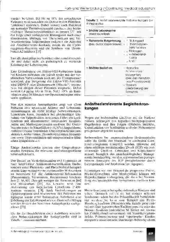 Vorschauseite 3: Anästhesie und Epilepsie - eine Übersicht (CME 12/03)