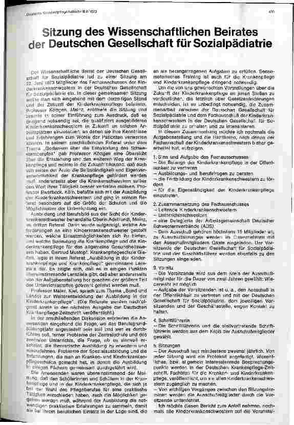 Vorschauseite 1: Sitzung des Wissenschaftlichen Beirates der Deutschen Gesellschaft für Sozialpädiatrie