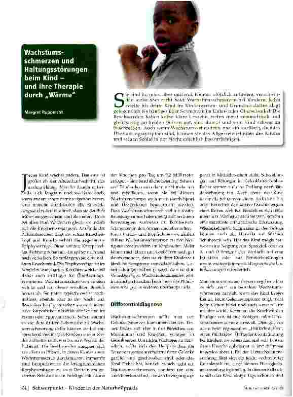 Vorschauseite 1: Wachstumsschmerzen und Haltungsstörungen beim Kind -und ihre Therapie durch „Wärme