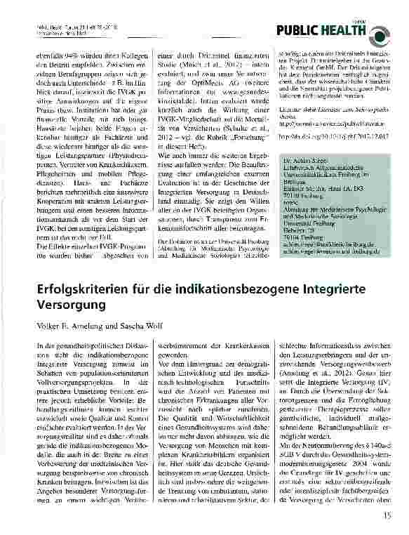 Vorschauseite 3: Evaluation der Integrierten Versorgung Gesundes Kinzigtal: Bisherige Ergebnisse