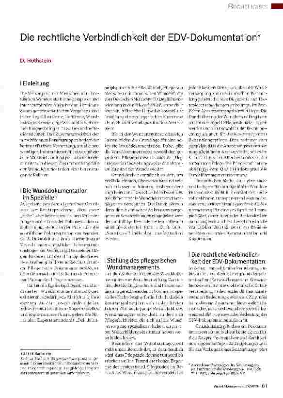 Vorschauseite 1: Die rechtliche Verbindlichkeit der EDV-Dokumentation