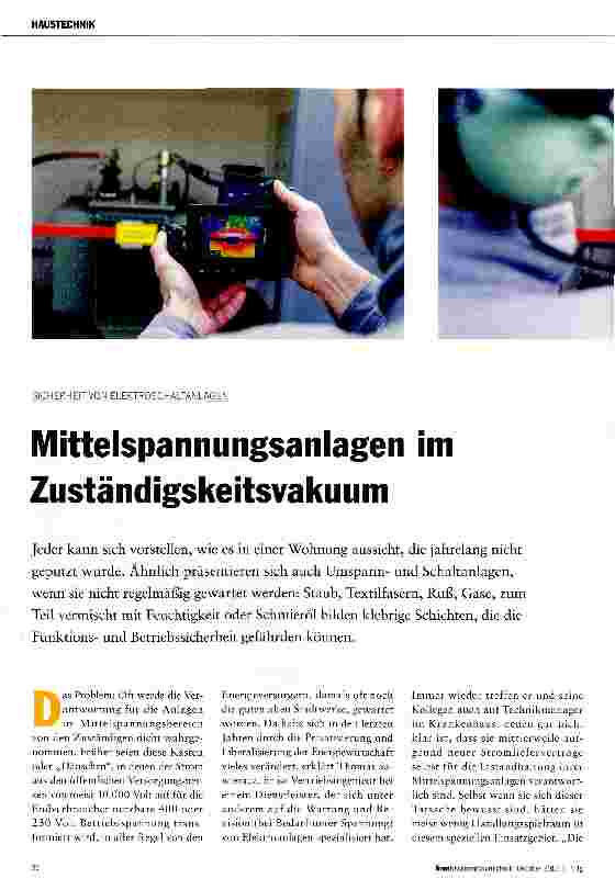 Vorschauseite 1: Mittelspannungsanlagen im Zuständigskeitsvakuum